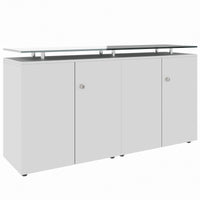 Credenza PRO | 2 OH, 1600 x 860 mm, con piano in vetro, grigio