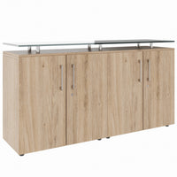 PRO Sideboard | 2 OH, 1600 x 860 mm, with glass top, natural oak