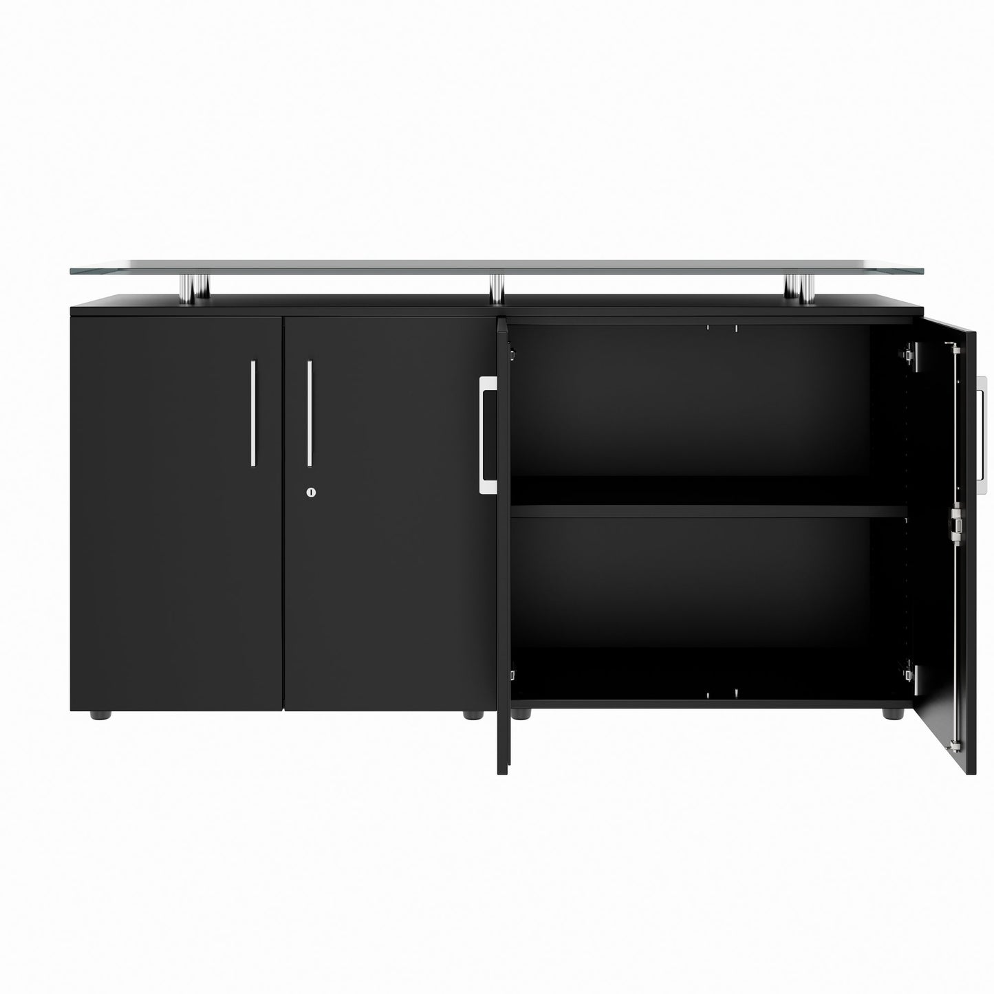 PRO Buffet | 2 oh, 1600 x 860 mm, avec plaque de verre, noir