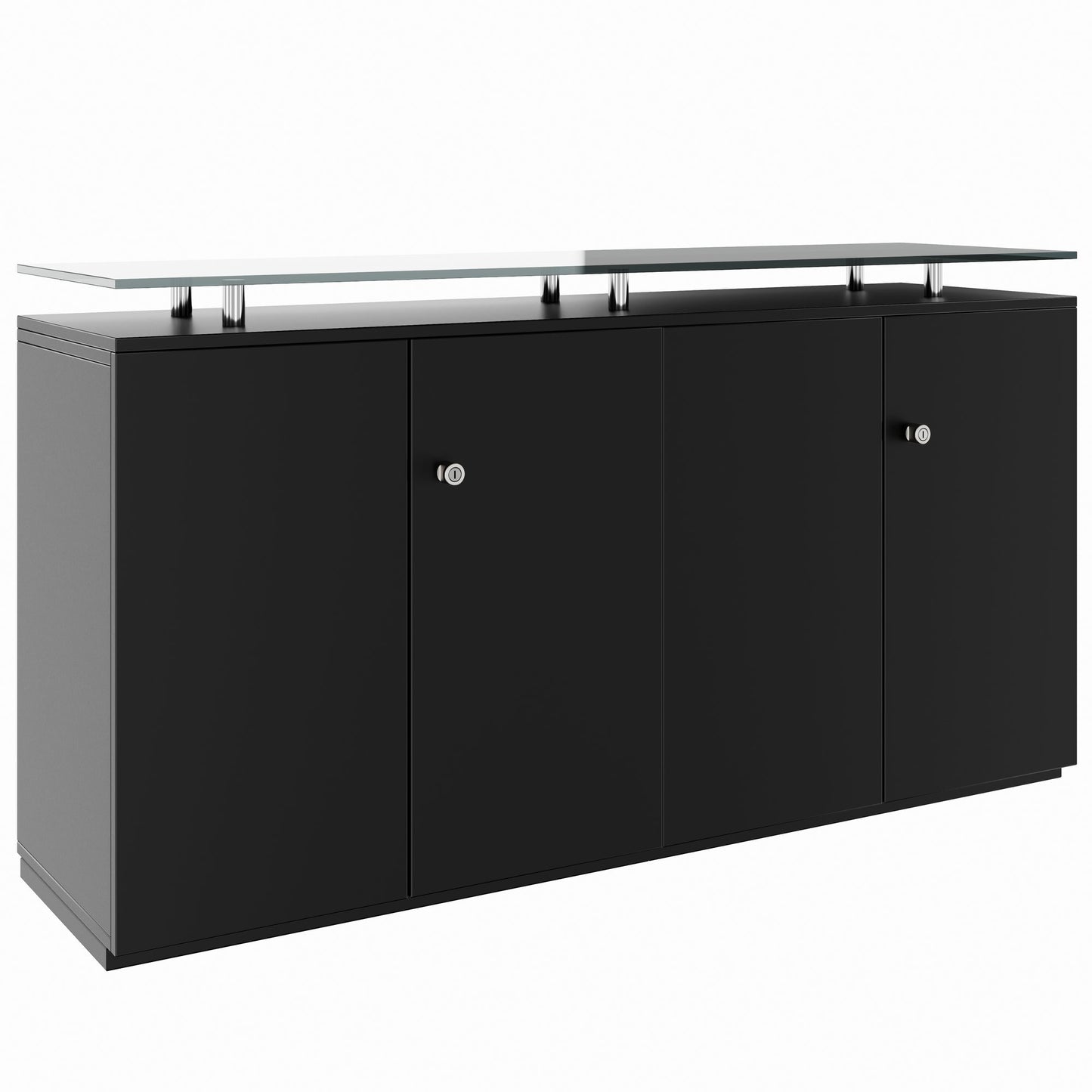 PRO Buffet | 2 oh, 1600 x 860 mm, avec plaque de verre, noir