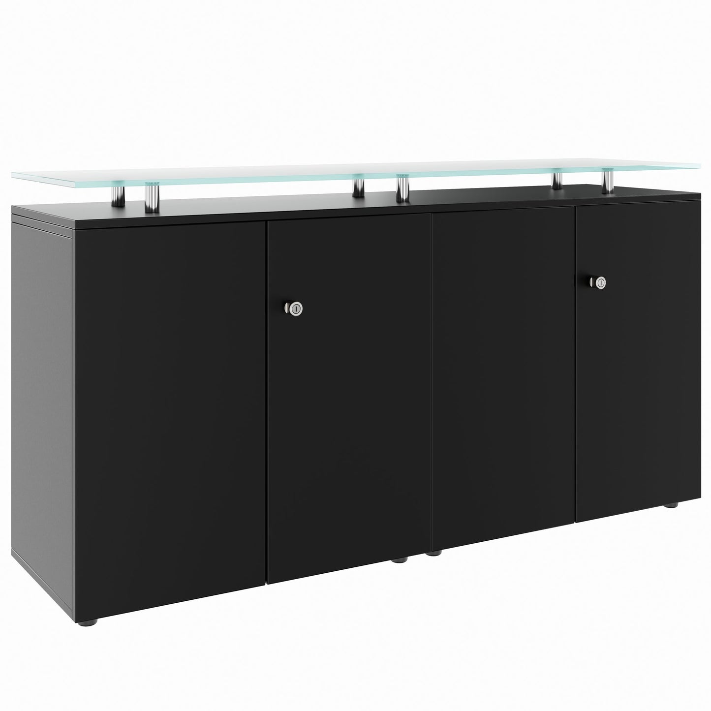 PRO Buffet | 2 oh, 1600 x 860 mm, avec plaque de verre, noir