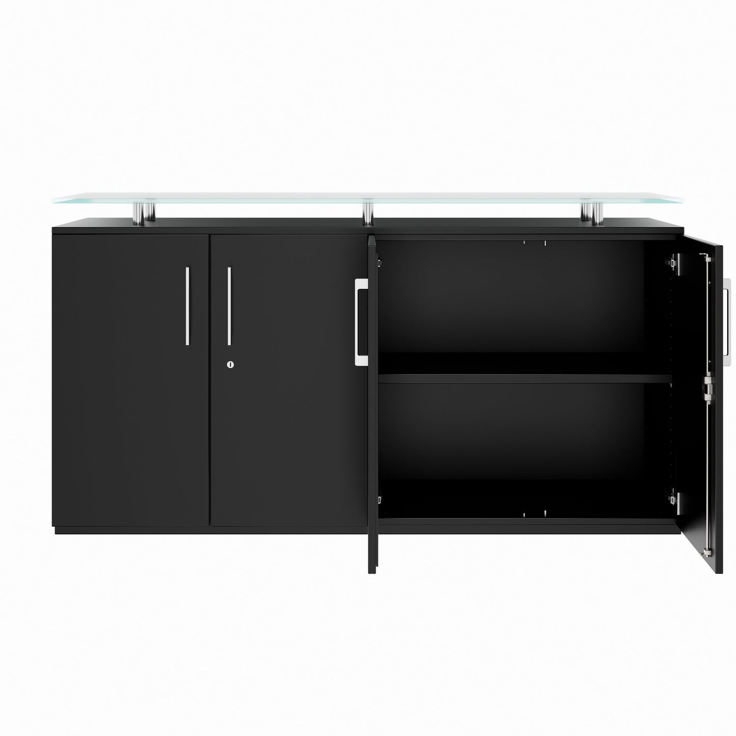 PRO Buffet | 2 oh, 1600 x 860 mm, avec plaque de verre, noir