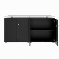 PRO Sideboard | 2 OH, 1600 x 860 mm, with glass top, Black  - 3 Thumbnail Image