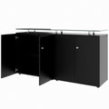 PRO Sideboard | 2 OH, 1600 x 860 mm, with glass top, Black  - 4 Thumbnail Image