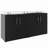 PRO Buffet | 2 oh, 1600 x 860 mm, avec plaque de verre, noir