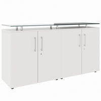 PRO Sideboard | 2 OH, 1600 x 860 mm, con lastra di vetro, bianco