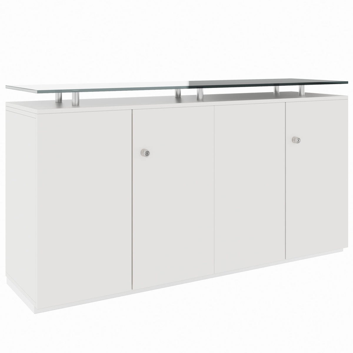 PRO Sideboard | 2 OH, 1600 x 860 mm, mit Glasplatte, Weiß - 1 Lightbox Main Image