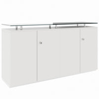 PRO Sideboard | 2 OH, 1600 x 860 mm, con lastra di vetro, bianco