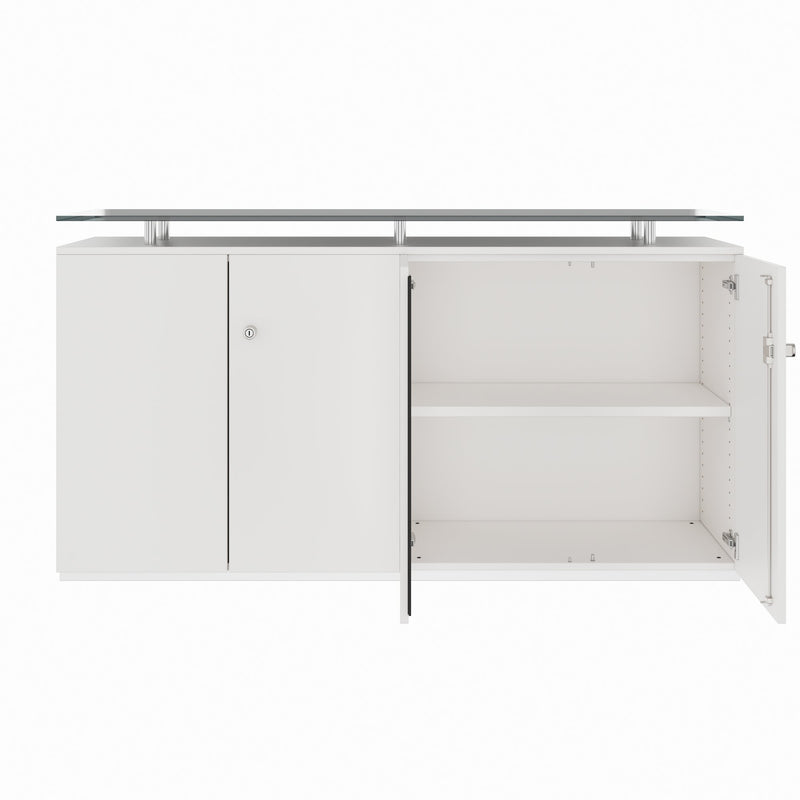 PRO Sideboard | 2 OH, 1600 x 860 mm, mit Glasplatte, Weiß - 3 Main Image