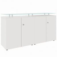 PRO Sideboard | 2 OH, 1600 x 860 mm, con lastra di vetro, bianco