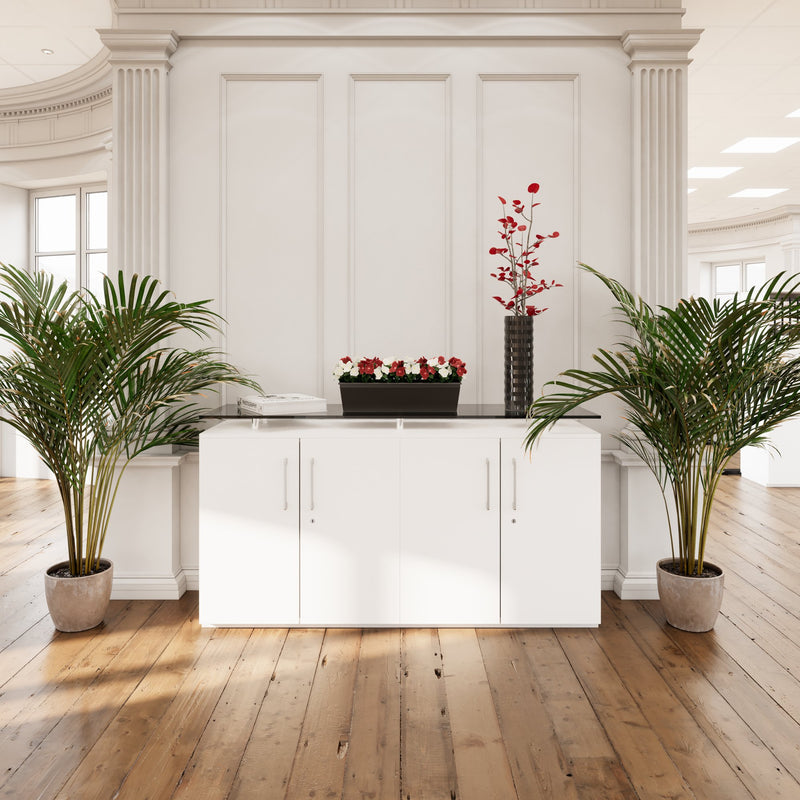 PRO Sideboard | 2 OH, 1600 x 860 mm, mit Glasplatte, Weiß - 16 Main Image