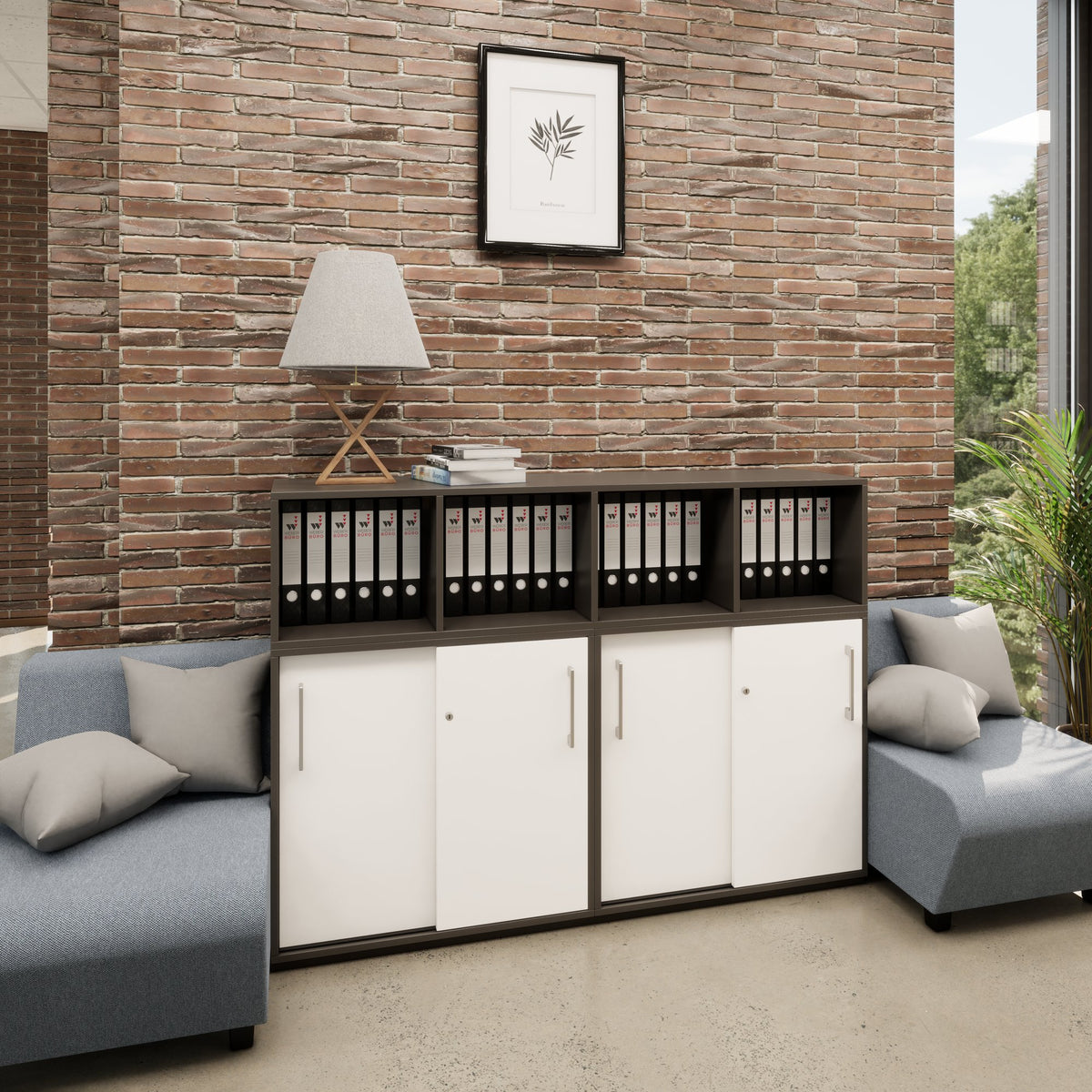 PRO Storage wall | 3 OH, 1600 x 1140 mm, Graphite / White  - 14 Lightbox Main Image