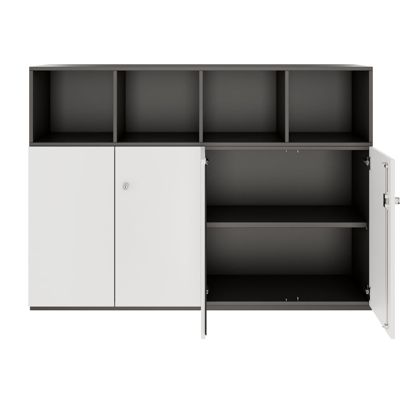 PRO Schrankwand | 3 OH, 1600 x 1140 mm, Graphit / Weiß - 3 Main Image