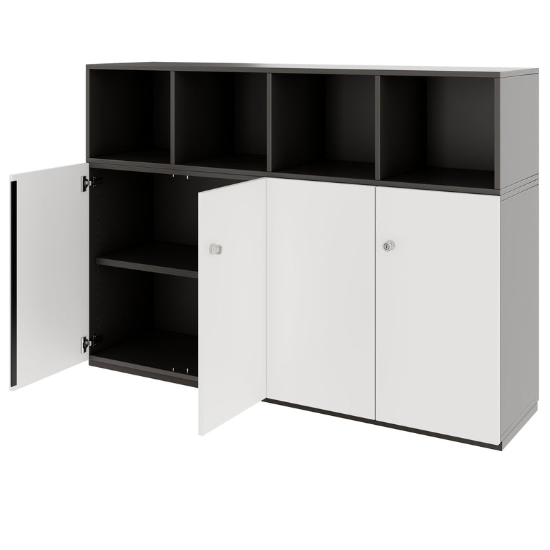 PRO Schrankwand | 3 OH, 1600 x 1140 mm, Graphit / Weiß - 4 Main Image