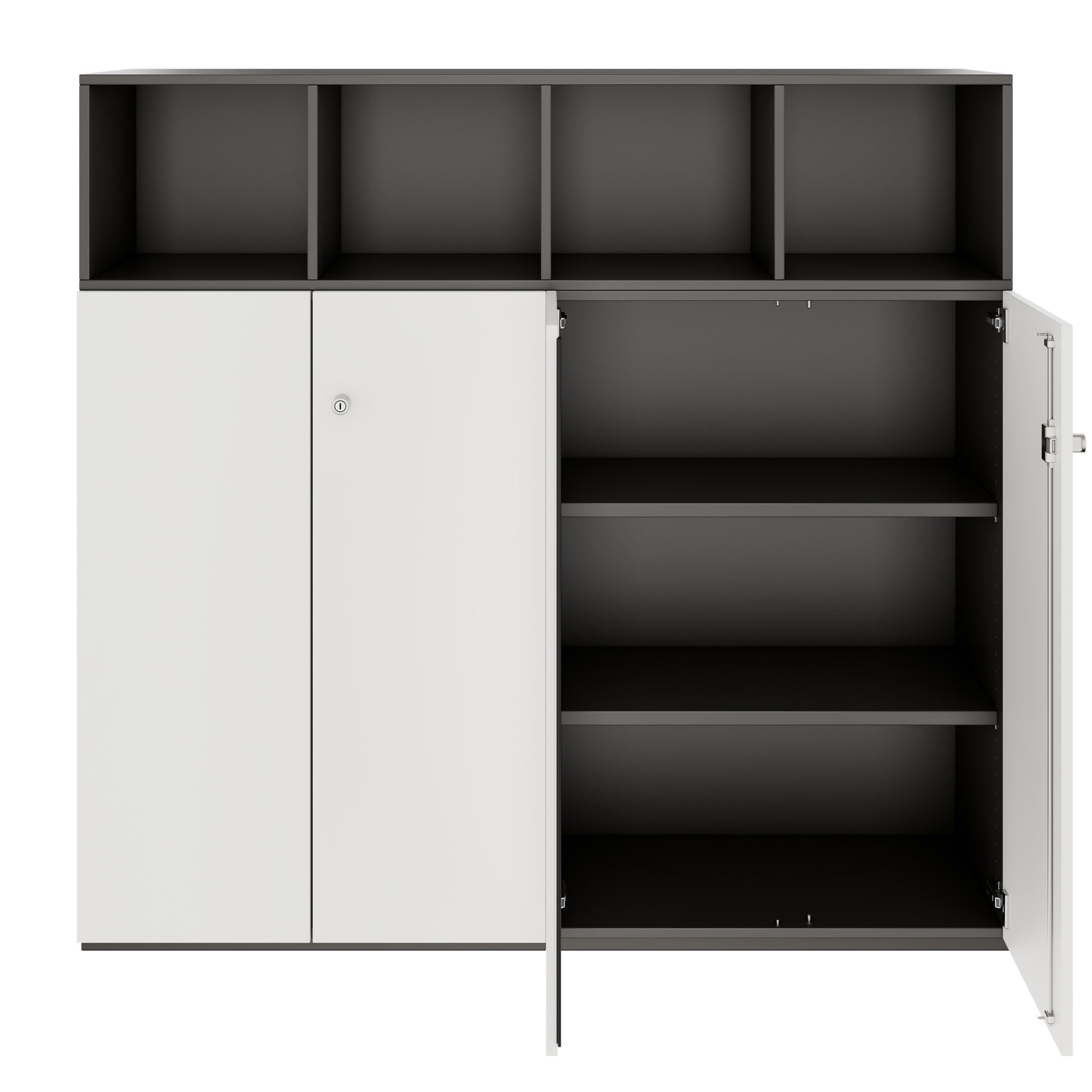 PRO Schrankwand | 4 OH, 1600 x 1510 mm, Graphit / Weiß