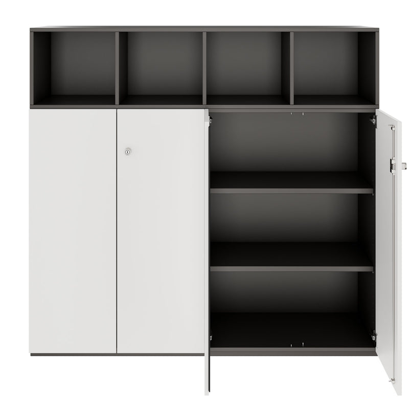 PRO Cabinet wall | 4 OH, 1600 x 1510 mm, Graphite / White  - 3 Main Image