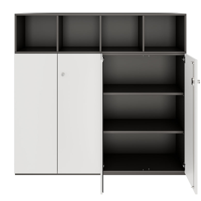 PRO Schrankwand | 4 OH, 1600 x 1510 mm, Graphit / Weiß