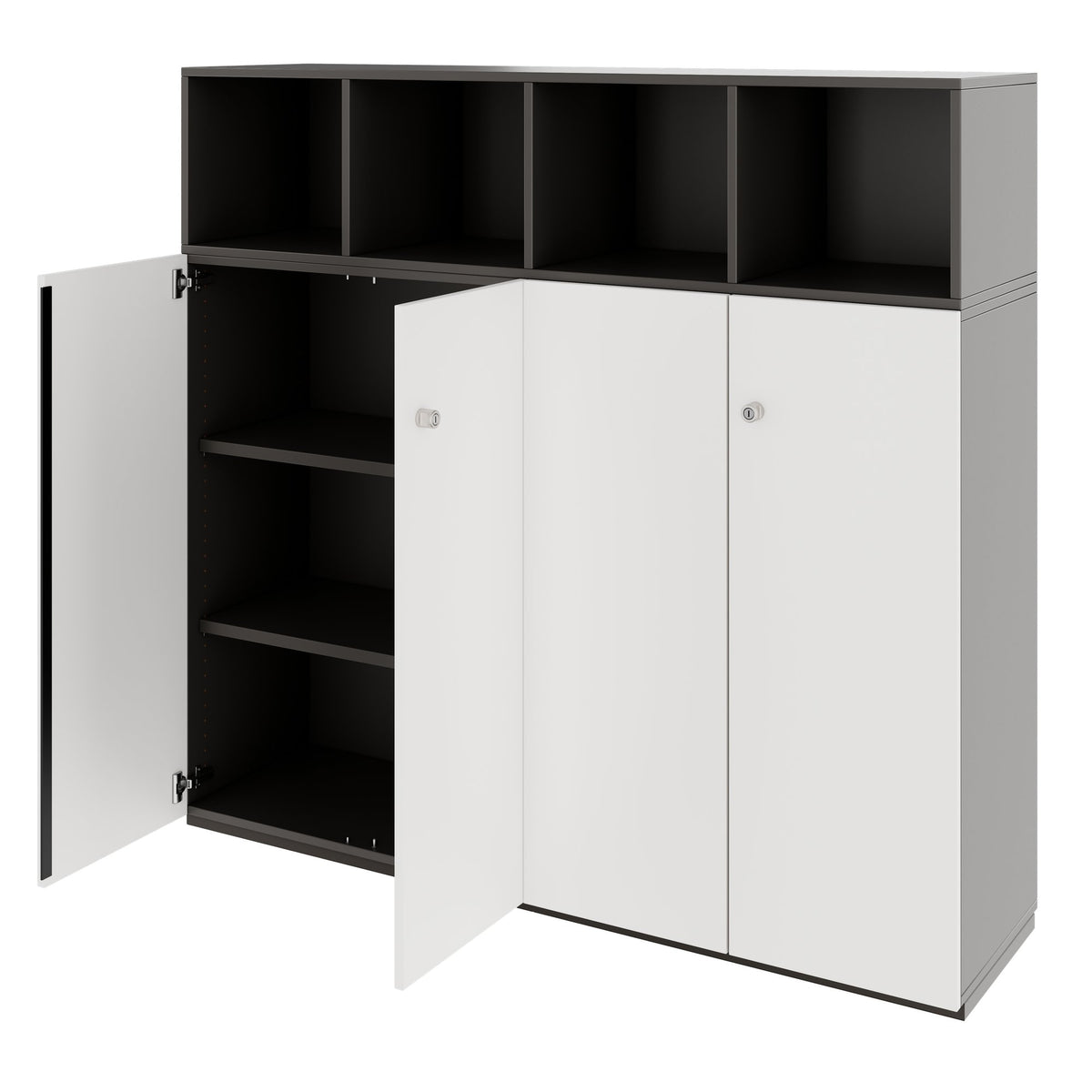 PRO Cabinet wall | 4 OH, 1600 x 1510 mm, Graphite / White  - 4 Lightbox Main Image