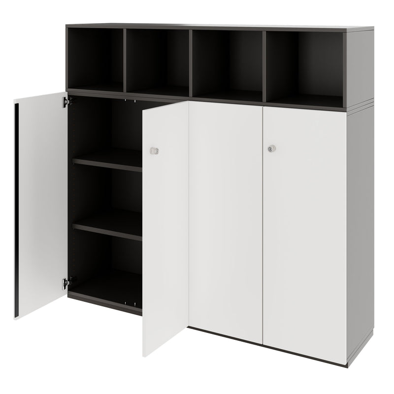 PRO Cabinet wall | 4 OH, 1600 x 1510 mm, Graphite / White  - 4 Main Image