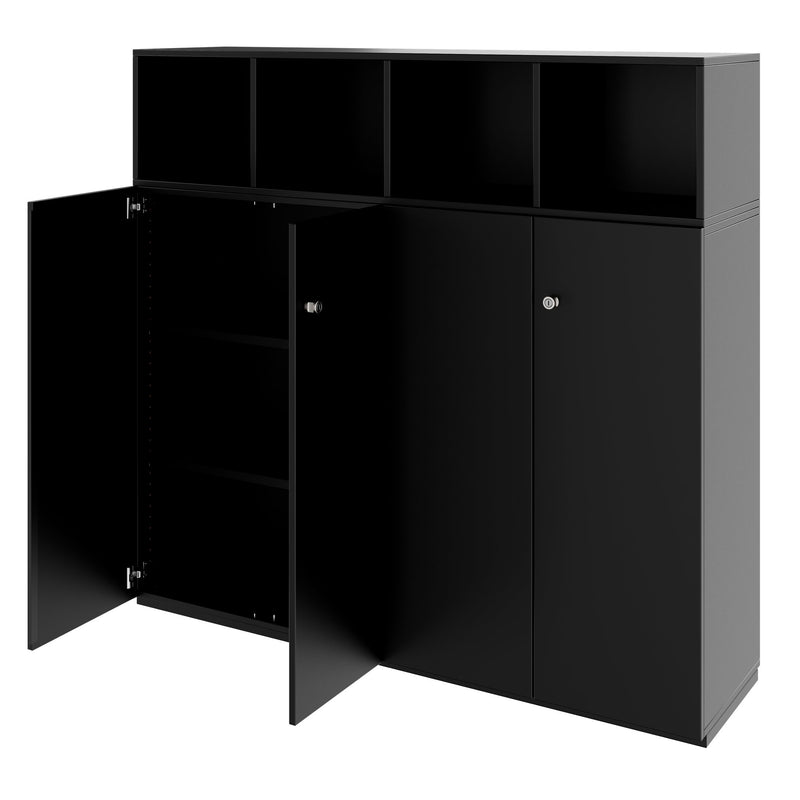 PRO Schrankwand | 4 OH, 1600 x 1510 mm, Schwarz - 4 Main Image