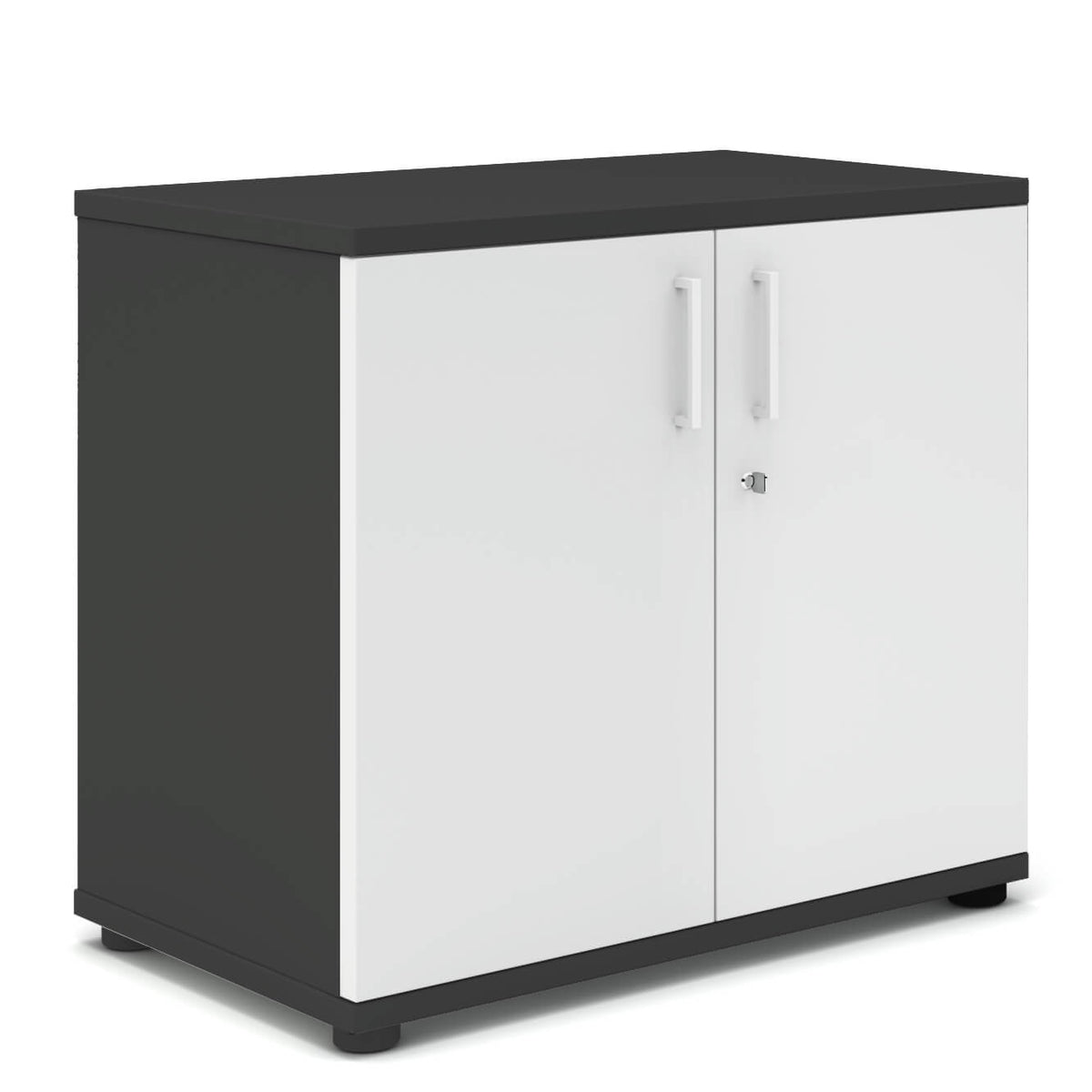 UNI Armoire à portes battantes | 2 OH, 800 x 777 mm, anthracite / blanc  - 2 Lightbox Main Image