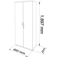 UNI Flügeltürenschrank | 5 OH, 800 x 1897 mm, Weiß