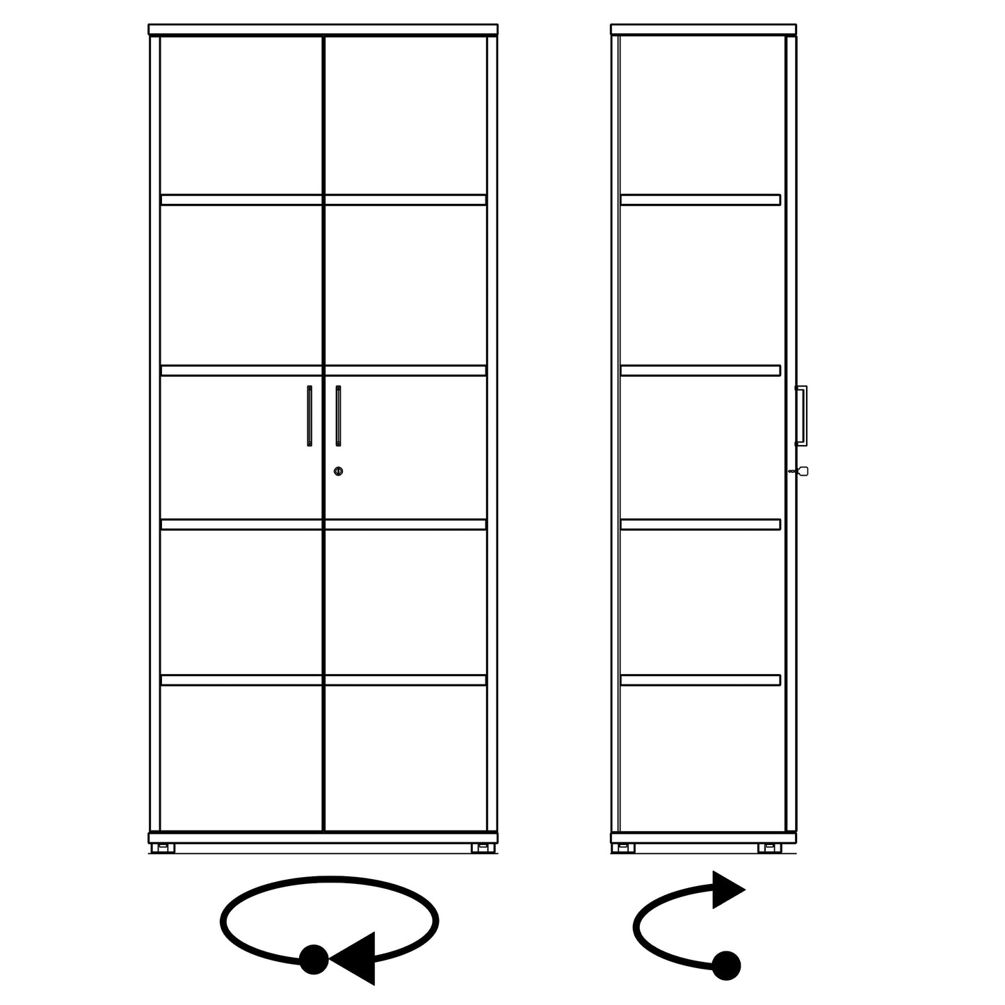 UNI Flügeltürenschrank | 5 OH, 800 x 1897 mm, Bernsteineiche