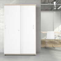 UNI Cabinet di porta scorrevole | 5 OH, 1200 x 1897 mm, acero / bianco