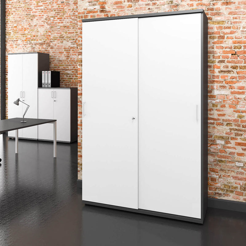 UNI Sliding door cabinet | 5 OH, 1200 x 1897 mm, Anthracite / White  - 1 Main Image