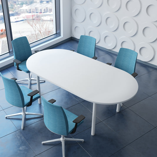 OPTIMA Tabella della conferenza | Ovale, 2000 x 1000 mm, bianco