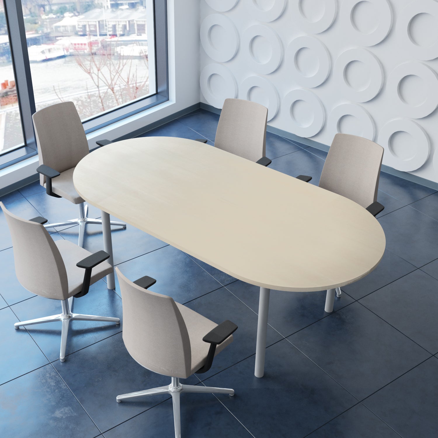 OPTIMA Tabella della conferenza | Ovale, 2000 x 1000 mm, acero