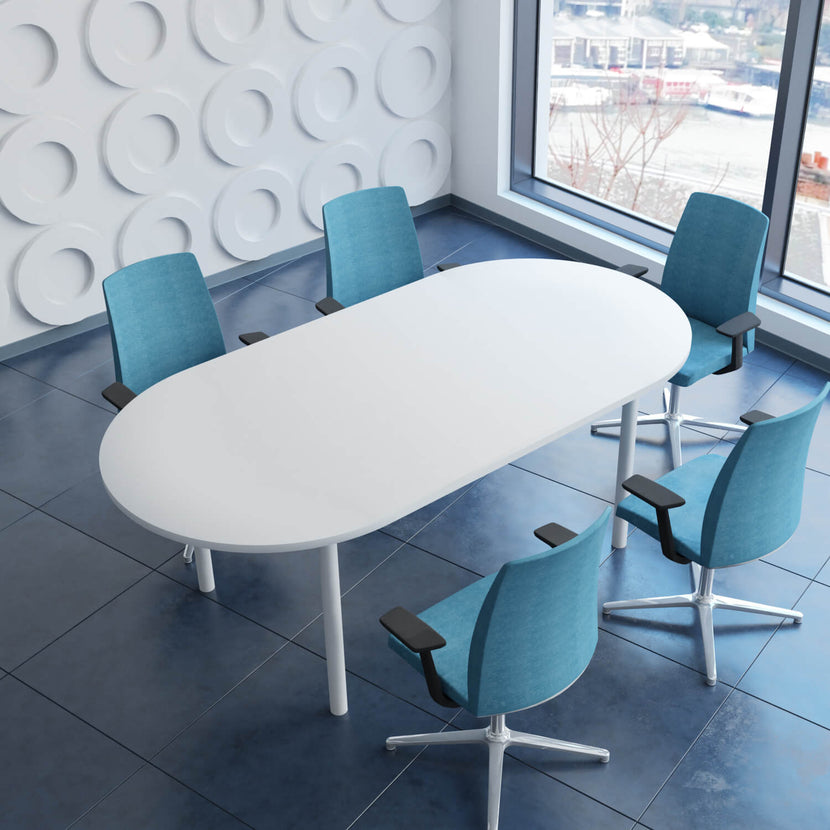 OPTIMA Tabella della conferenza | Ovale, 2400 x 1000 mm, bianco