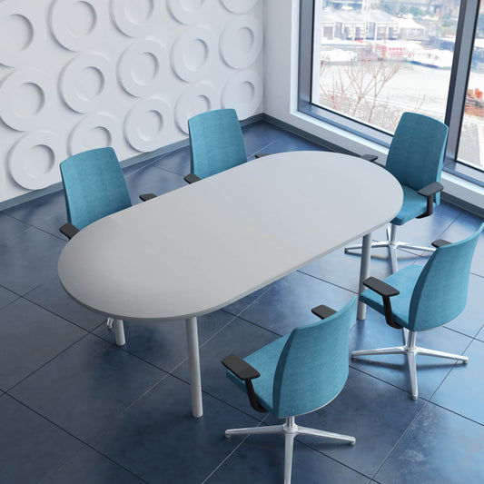 OPTIMA conference table | Oval, 2400 x 1000 mm, pearl gray