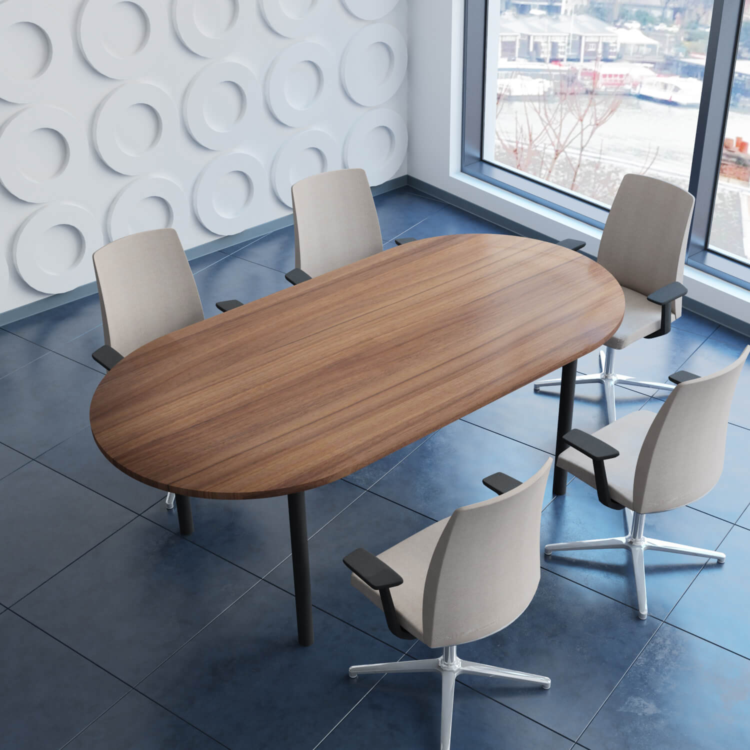 OPTIMA Tabella della conferenza | Ovale, 2400 x 1000 mm, noce