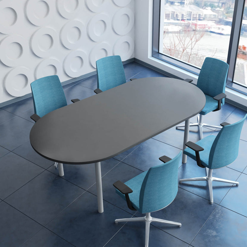 OPTIMA Tabella della conferenza | Ovale, 2400 x 1000 mm, antracite