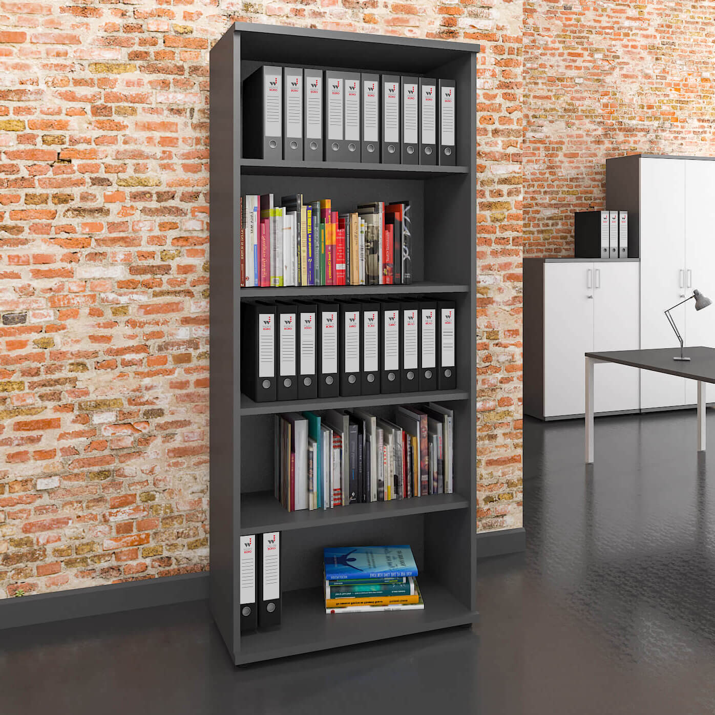 UNI Shelf cabinet | 5 Oh, 800 x 1897 mm, anthracite