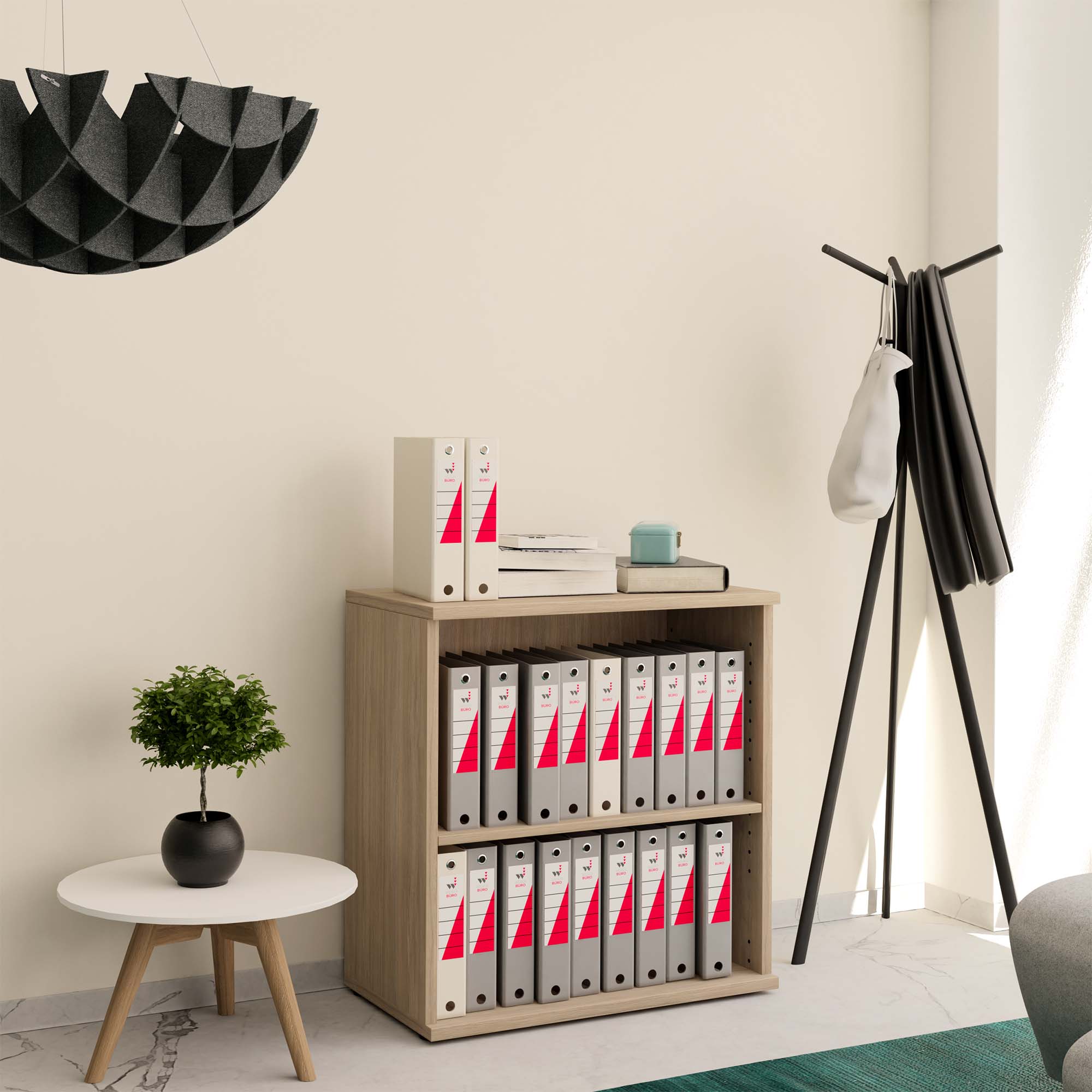 UNI shelving unit | 2 OH, 800 x 777 mm, amber oak