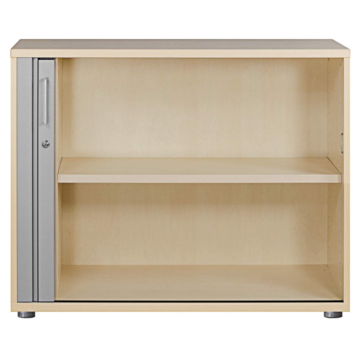 UNI Roller shutter cabinet | 2 OH, 1000 x 777 mm, Maple / Silver Gray  - 3 Lightbox Main Image