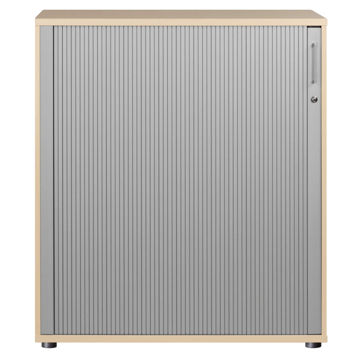 UNI Tambour door cabinet | 3 OH, 1000 x 1143 mm, Maple / Silver Gray  - 3 Lightbox Main Image
