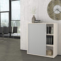 UNI Tambour door cabinet | 3 OH, 1000 x 1143 mm, Maple / Silver Gray  - 1 Thumbnail Image