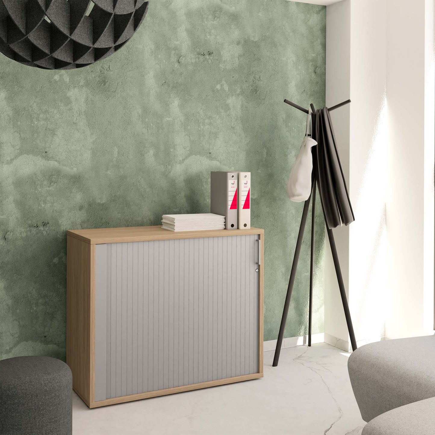 UNI Cabinet des magasins de queserroll | 2 oh, 1000 x 777 mm, chêne ambre / argent
