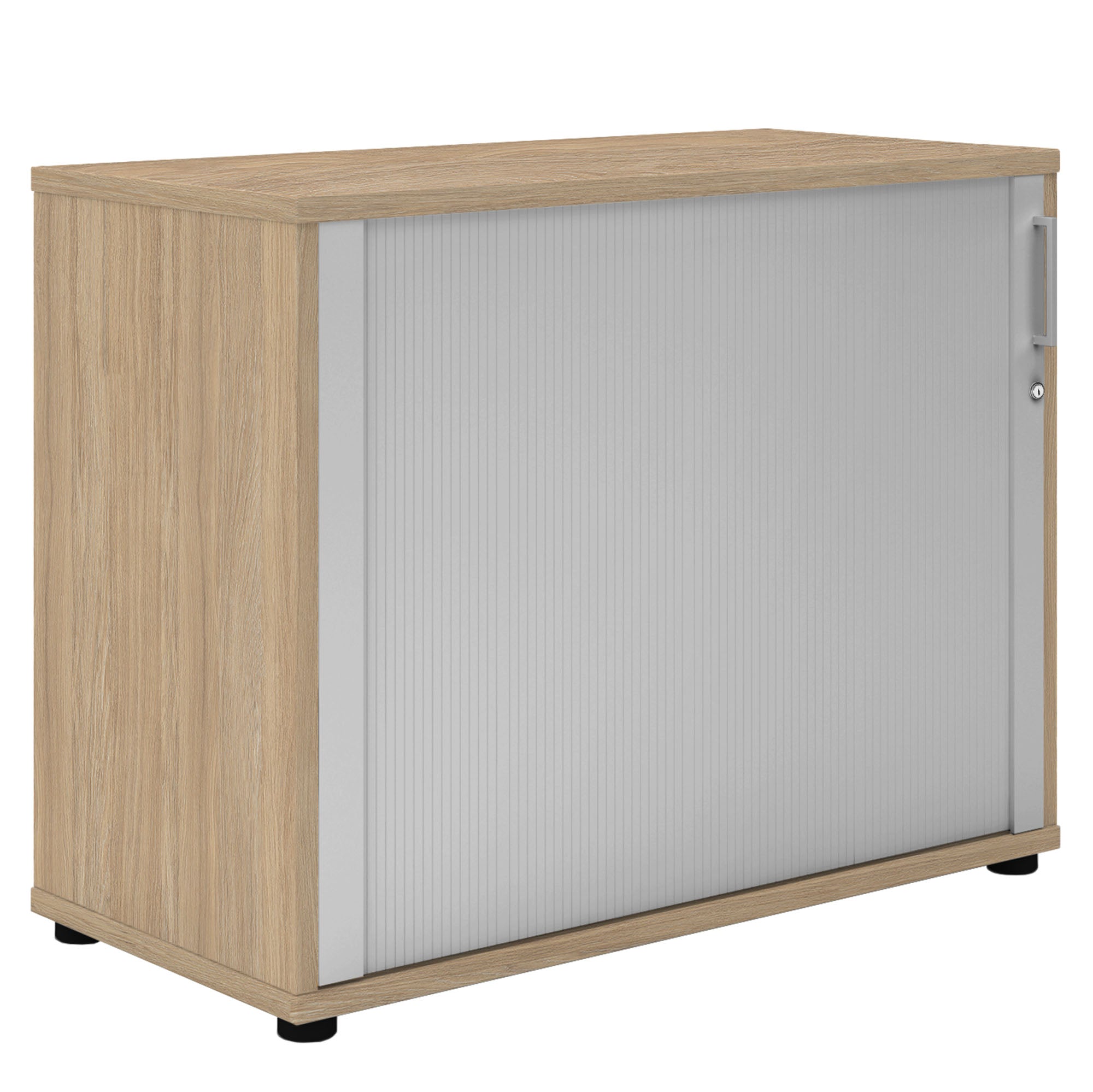 UNI horizontal roller shutter cabinet | 2 OH, 1000 x 777 mm, amber oak / silver