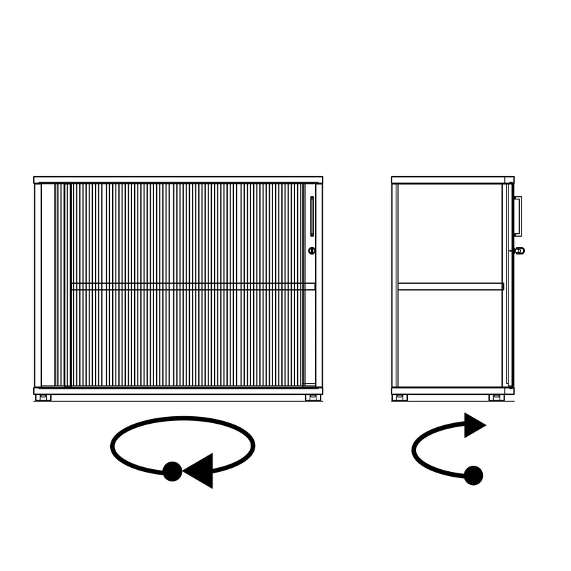 UNI horizontal roller shutter cabinet | 2 OH, 1000 x 777 mm, amber oak / silver