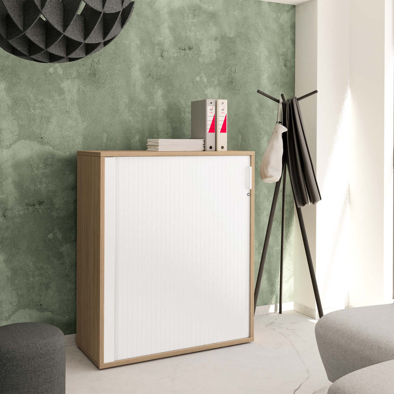 UNI Querrollladenschrank | 3 OH, 1000 x 1143 mm, Bernsteineiche / Weiß - 1 Main Image