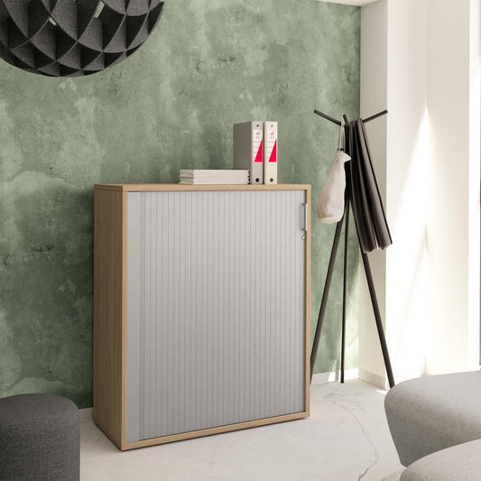 Armoire à volets roulants horizontale UNI | 3 OH, 1000 x 1143 mm, chêne ambré / gris argent