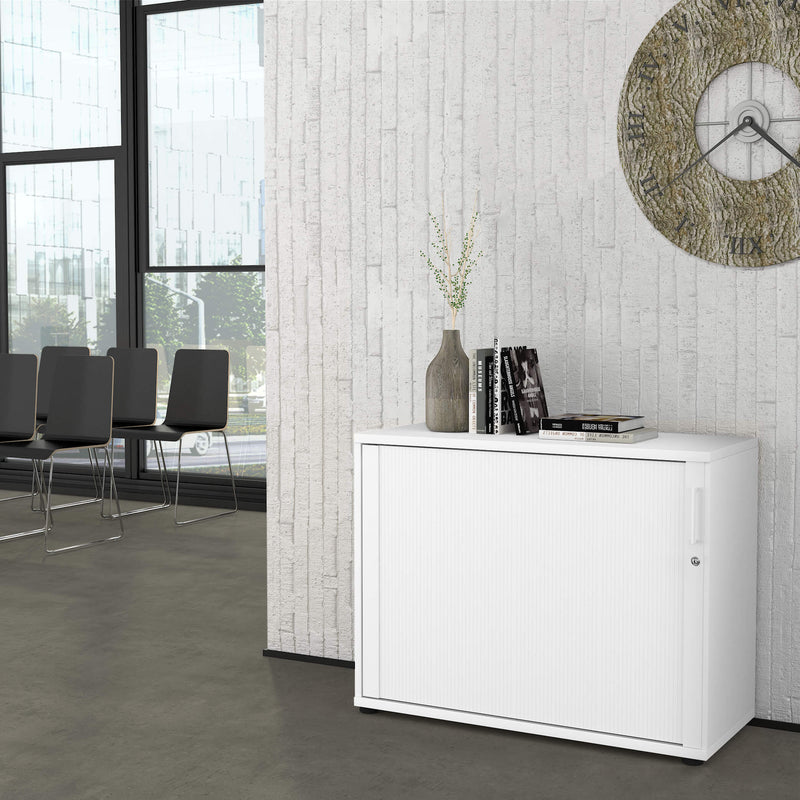 UNI Tambour-door cabinet | 2 OH, 1000 x 777 mm, White  - 1 Main Image