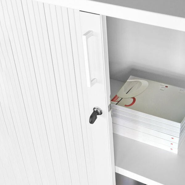 UNI Tambour-door cabinet | 2 OH, 1000 x 777 mm, White  - 3 Main Image