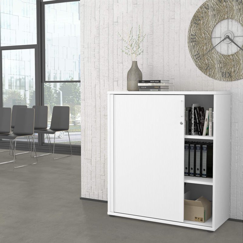 UNI Tambour cabinet | 3 OH, 1000 x 1143 mm, White  - 1 Main Image