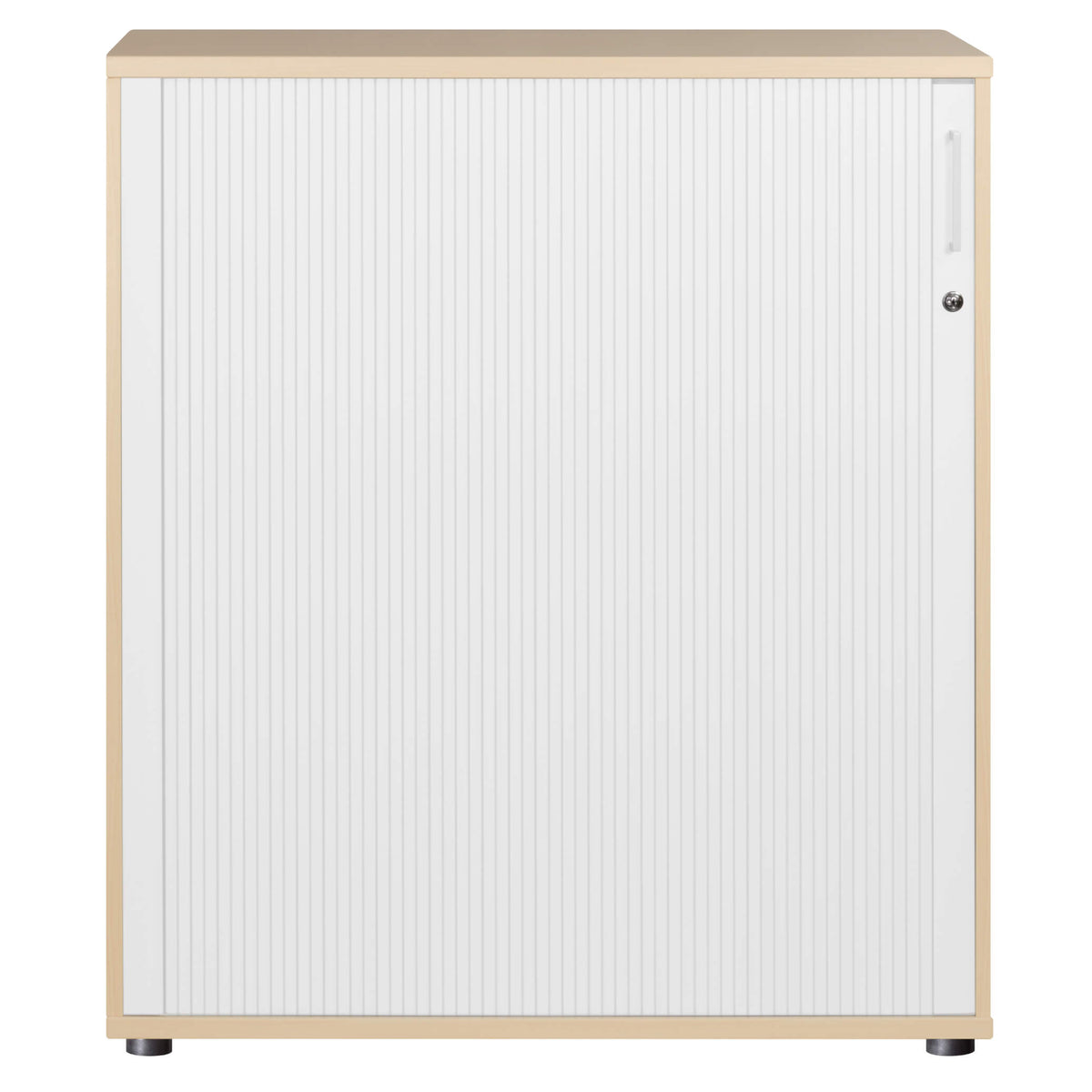UNI Armoire à rideau transversal | 3 OH, 1000 x 1143 mm, érable / blanc  - 3 Lightbox Main Image
