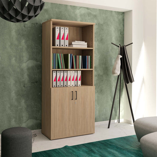 UNI combination cabinet | 5 OH, 800 x 1897 mm, amber oak